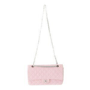 Chanel Matelasse Double Chain Shoulder Bag Flap Jersey Pink Silver